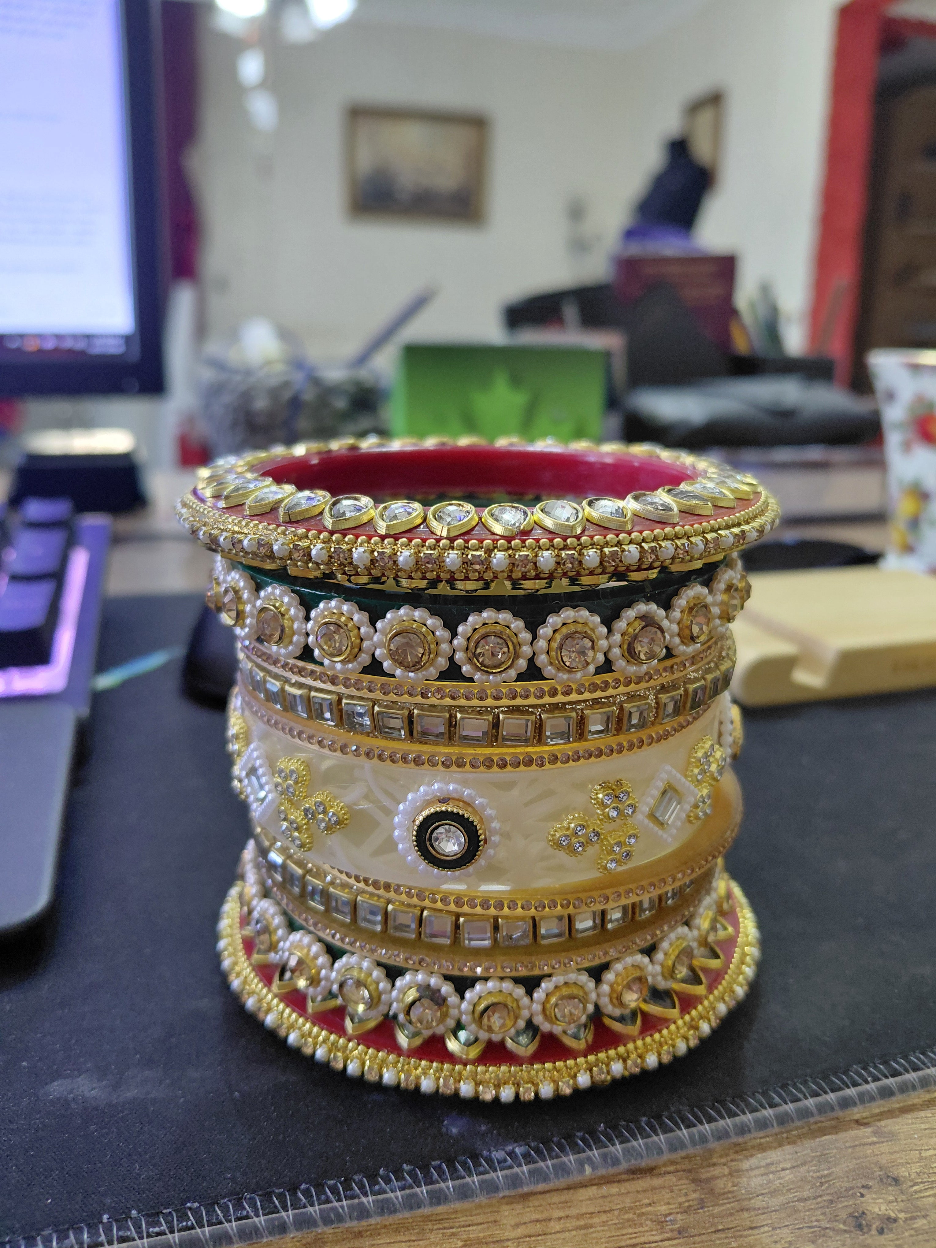 Hint Gelin Bilezik Seti – Kundan & İnci 2 Kol