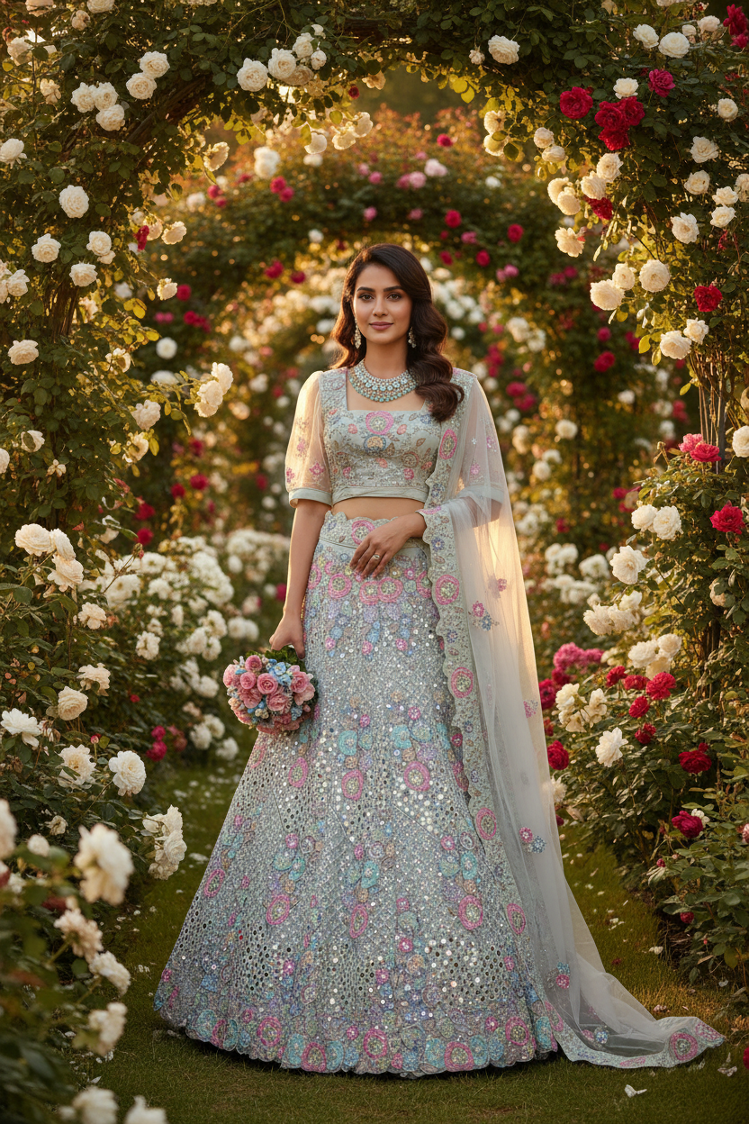 Fıstık Yeşili Lehenga - Model