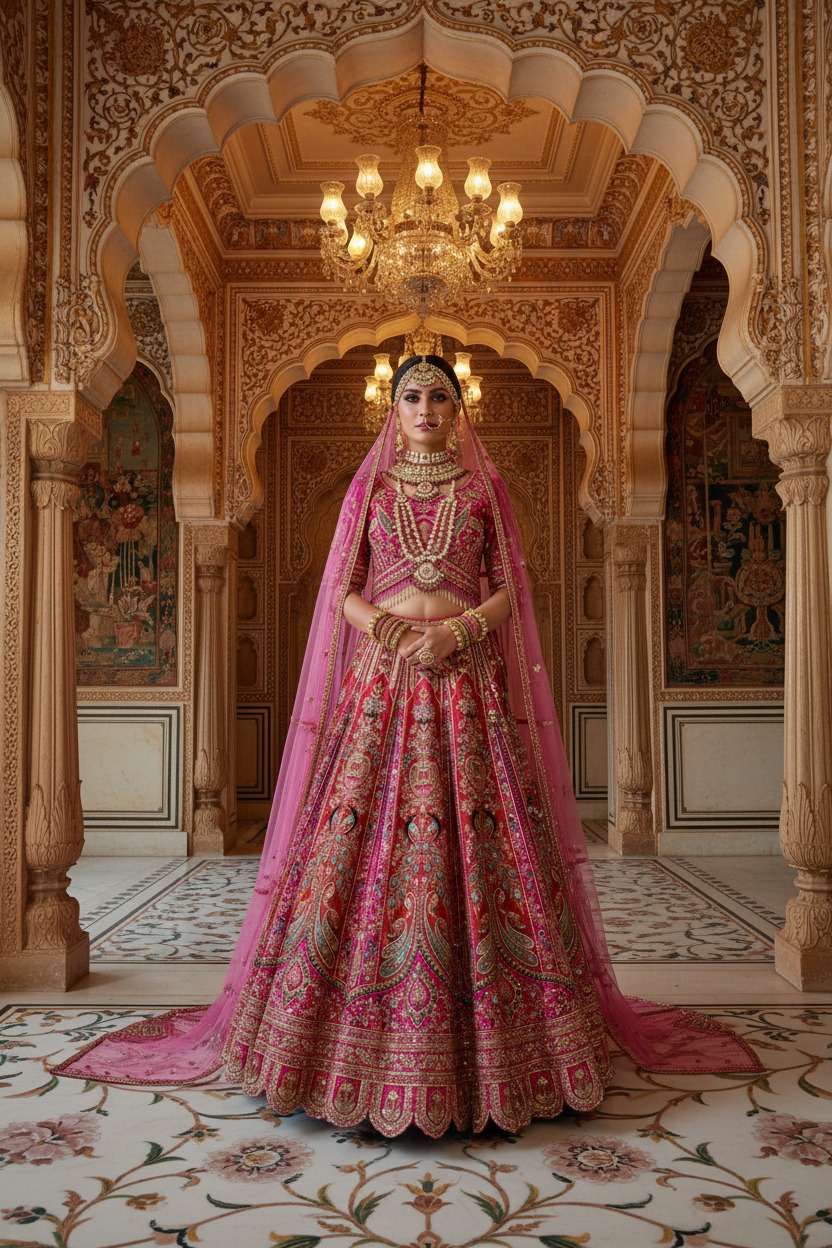 Fuşya Lehenga - Hint Sarayı
