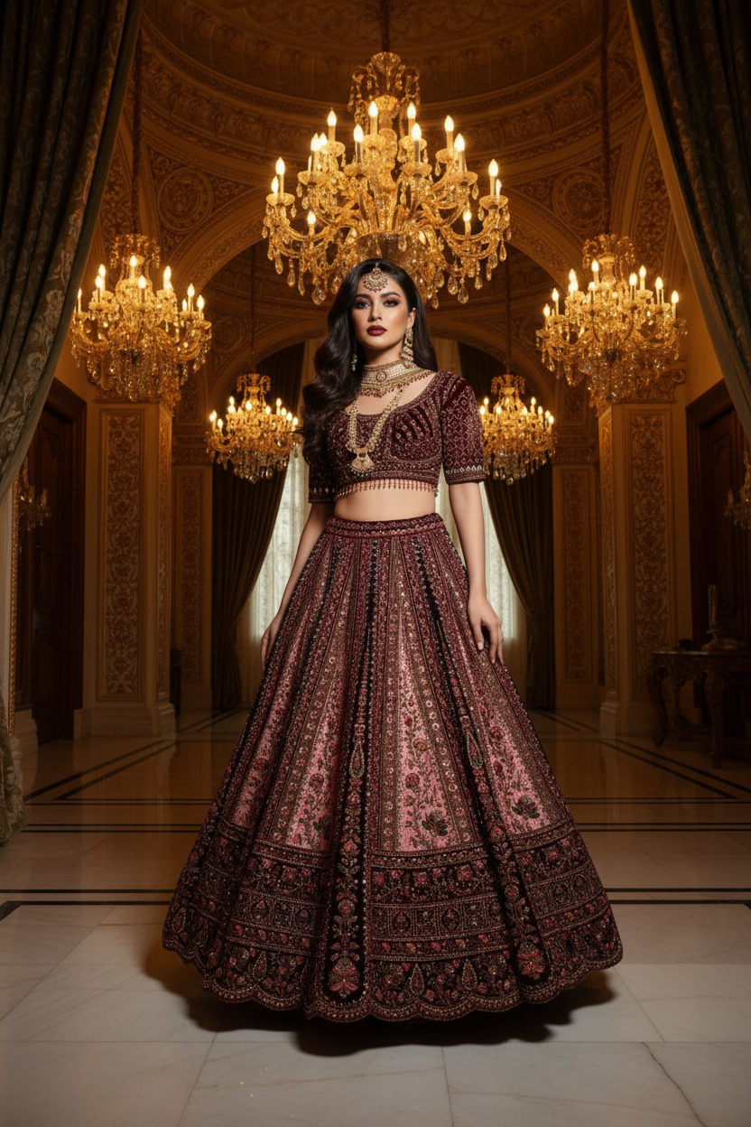 Bordo Lehenga – Türk Model Osmanlı Sarayı