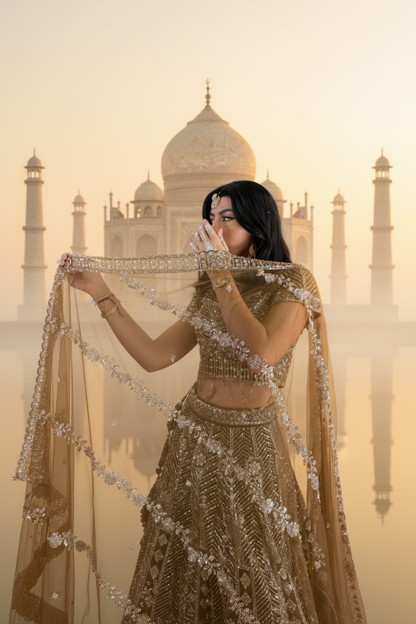 Gold bridal lehenga - Taj Mahal Sunrise