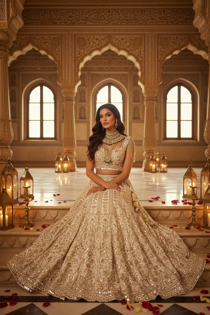 Fildiş Lehenga – Muğal Sarayı Oturma Pozu