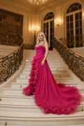 Magenta Gown on Grand Staircase