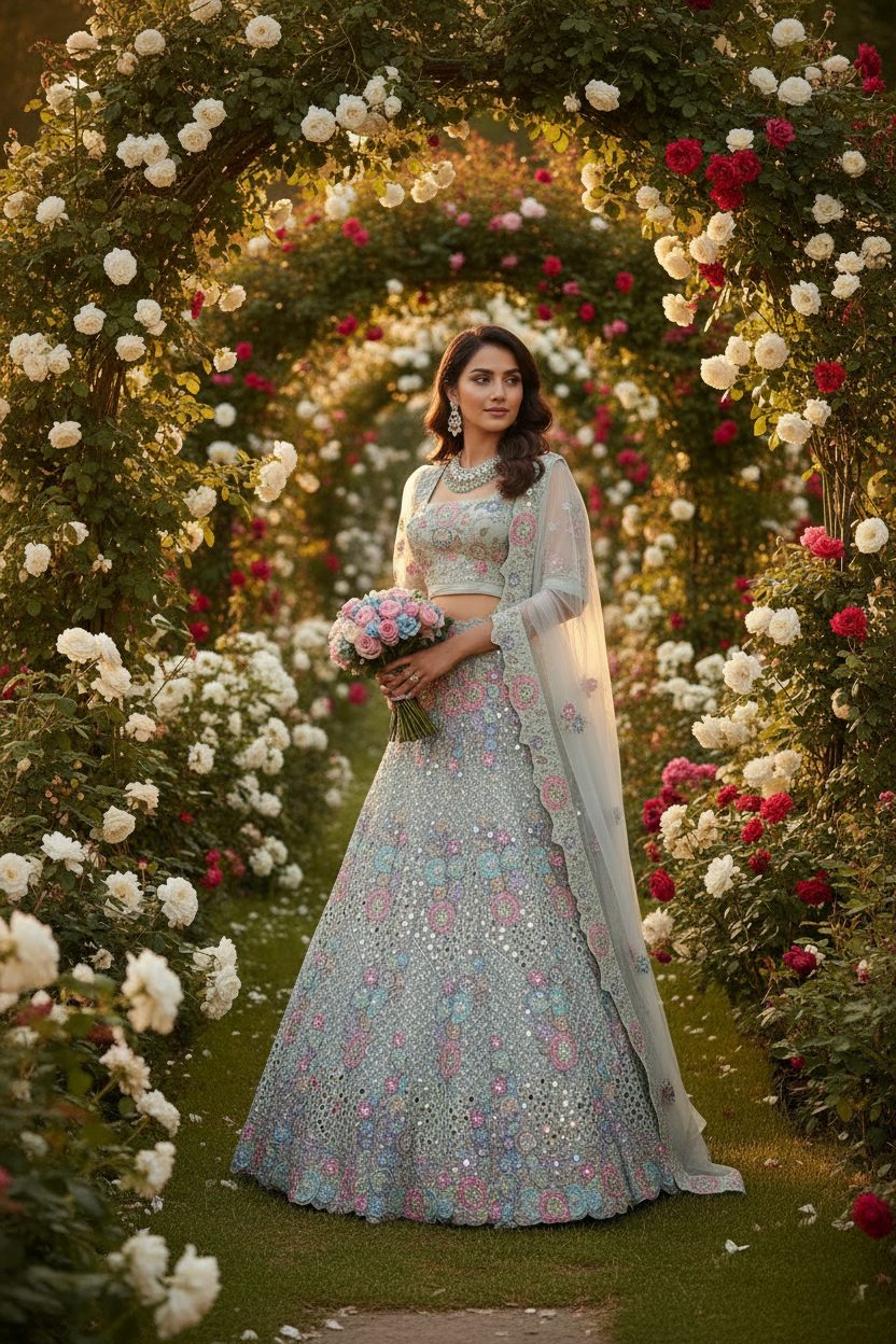 Mint Lehenga - Yan Açı