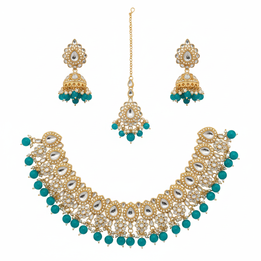 Turkuaz Kundan Set - Ürün Fotoğrafı